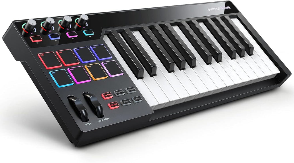 White Portable MIDI Keyboard Controller with 25 Keys I531011