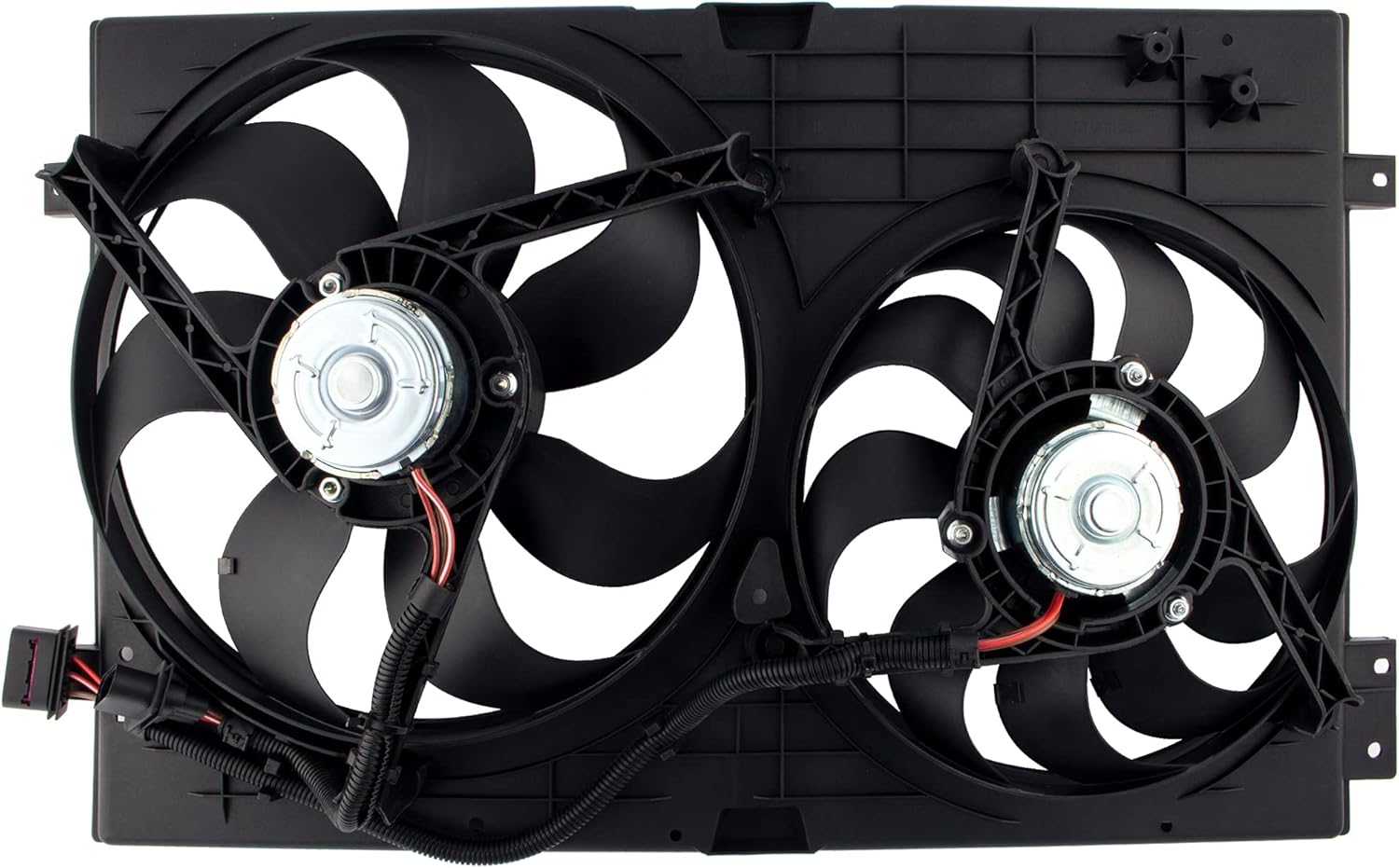 Dual Radiator Cooling Fan Assembly for 1998-2005 Volkswagen Beetle 1.8L 1.9L 2.0L with 3 Prong Wire Plug D349241