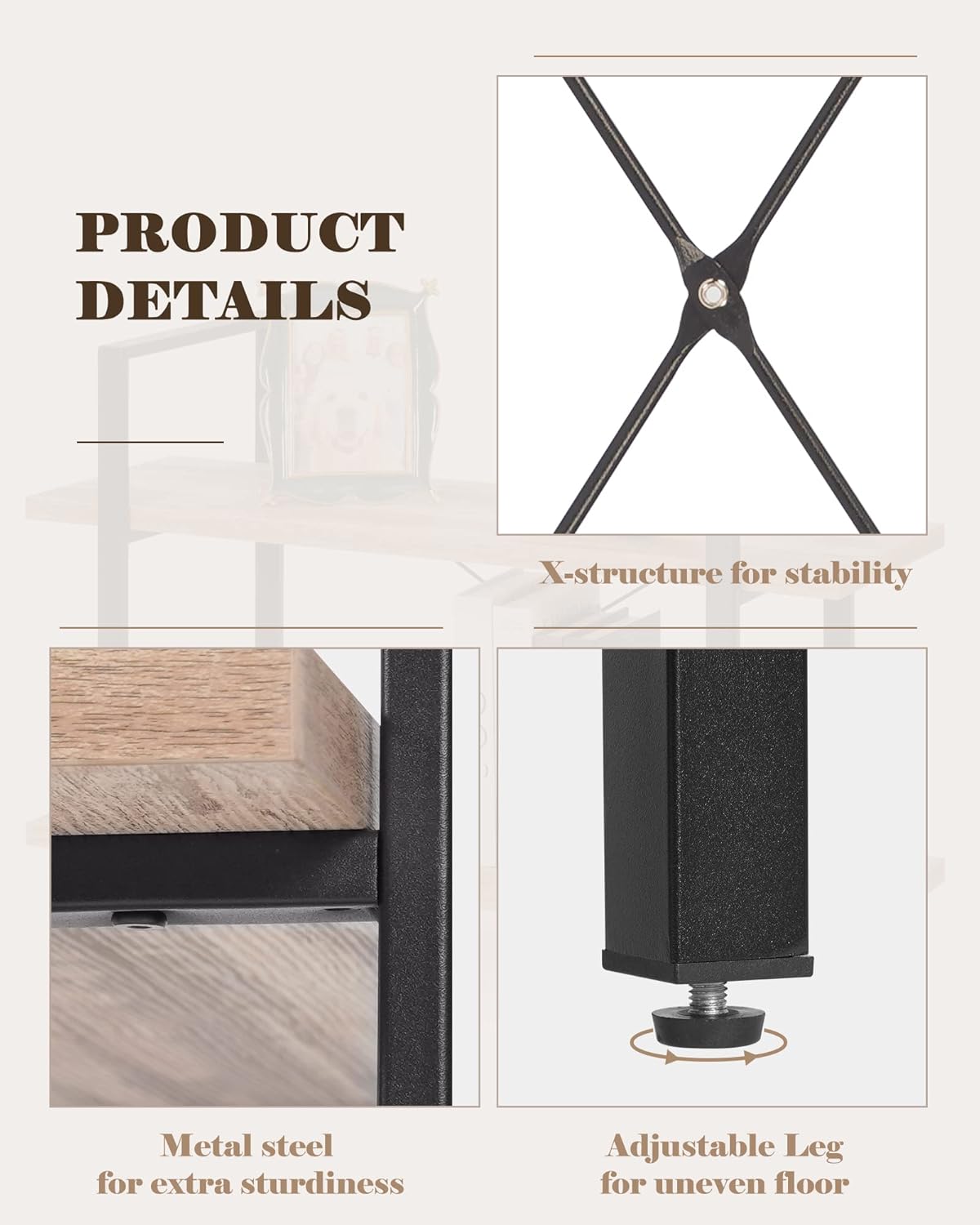 Industrial 2-Tier Wood and Metal Bookcase K825