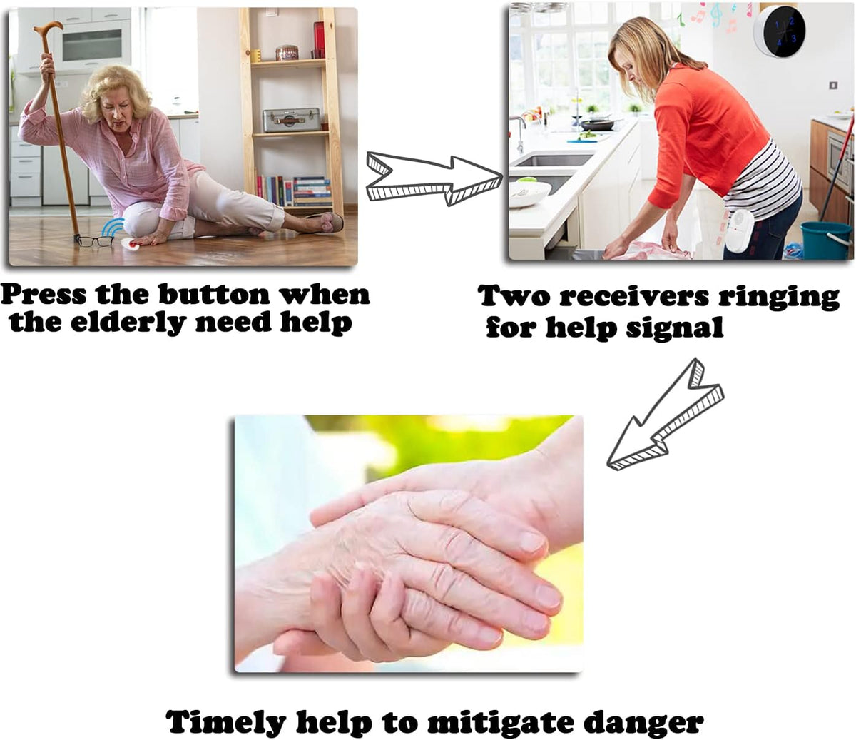Wireless Caregiver Pager Emergency Alert System Call Button H72534