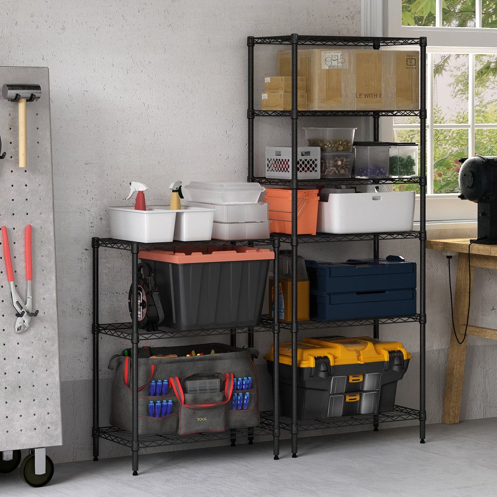 Black 3-Tier Metal Storage Shelf Rack D96411