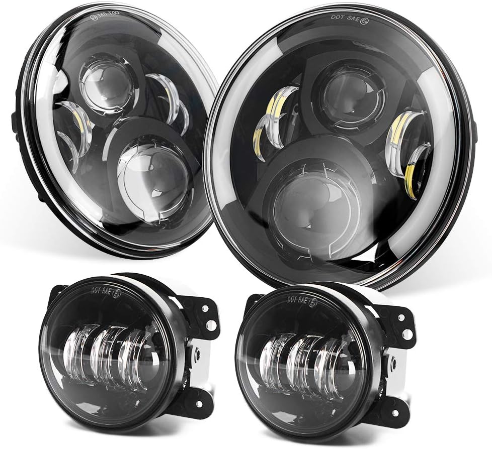 7'' Black Cree LED Headlights and 4'' LED Fog Lights K47462