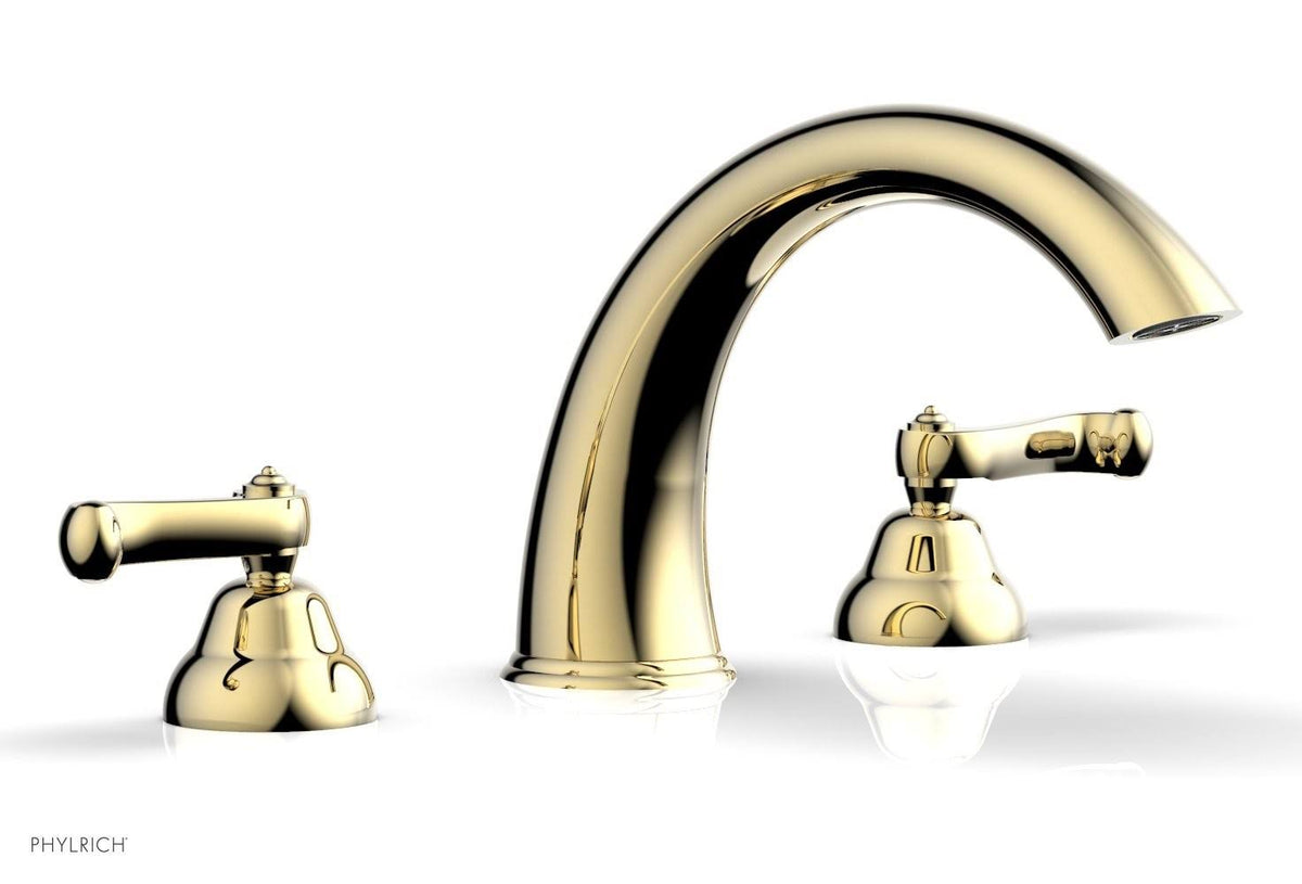 Polished Brass Deck Tub Set Curved Handles High Spout V582233