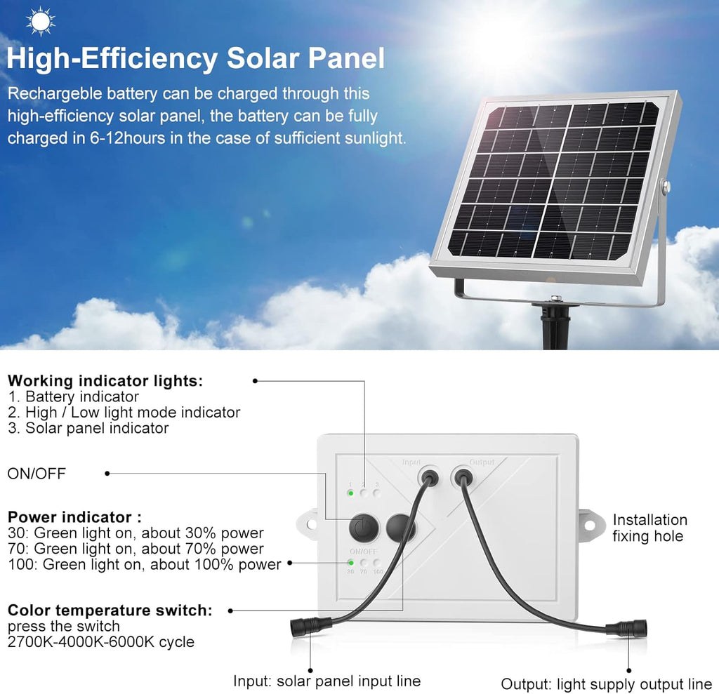 4-in-1 Solar Landscape Lights, IP66 Waterproof, 2700K/4000K/6000K W845361