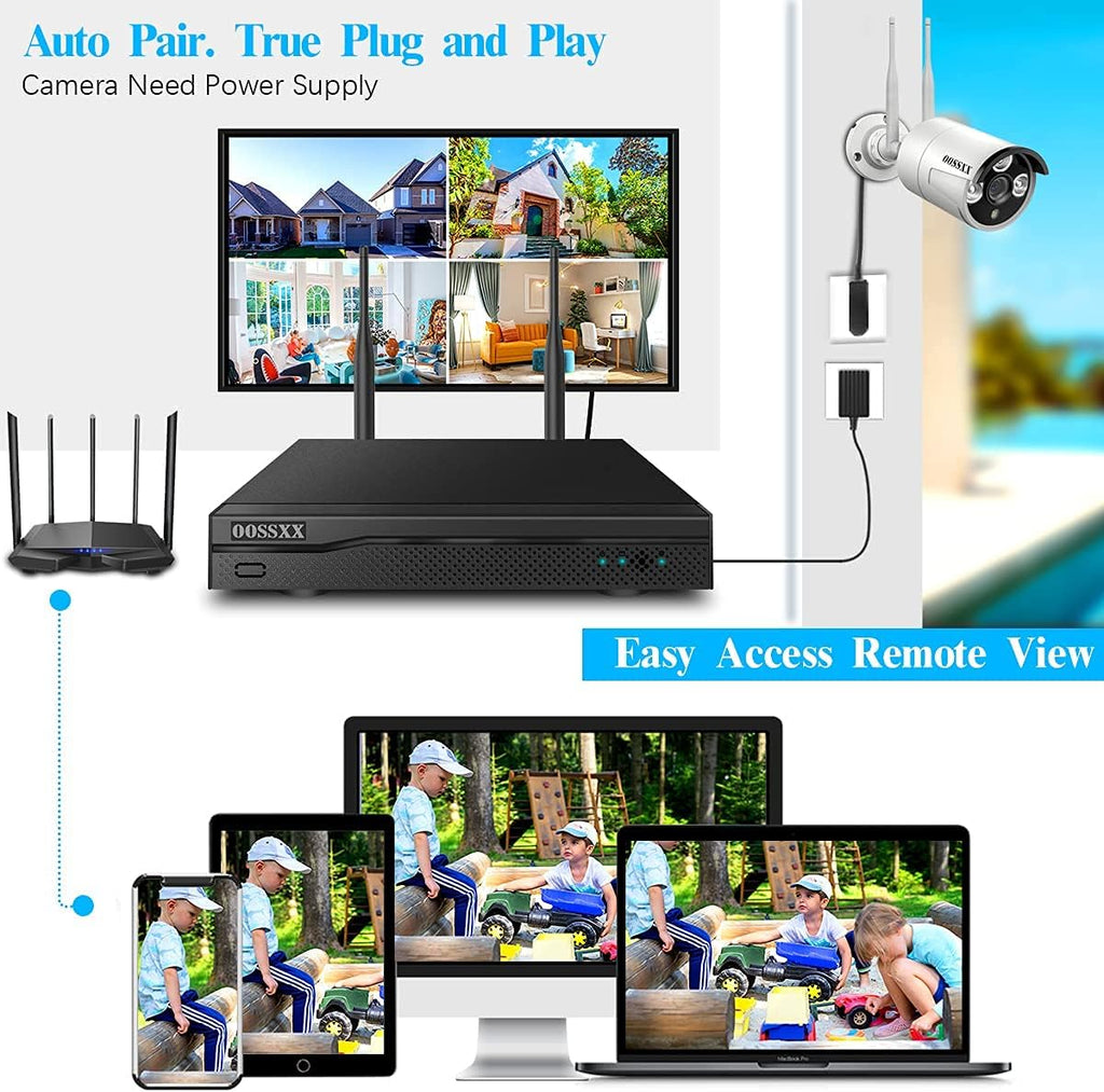 2K 3.0MP Wireless Security Camera System, 8 Channel NVR with 6TB HDD W92093
