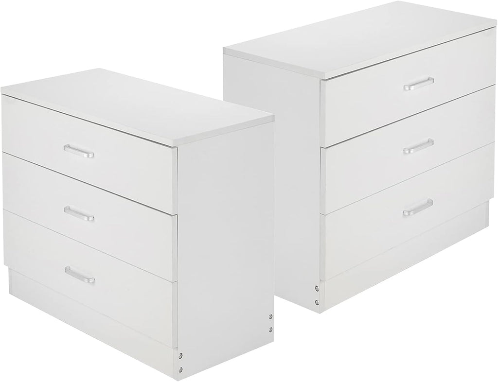 White Wooden Nightstand Set of 2 with Two Drawer R696029