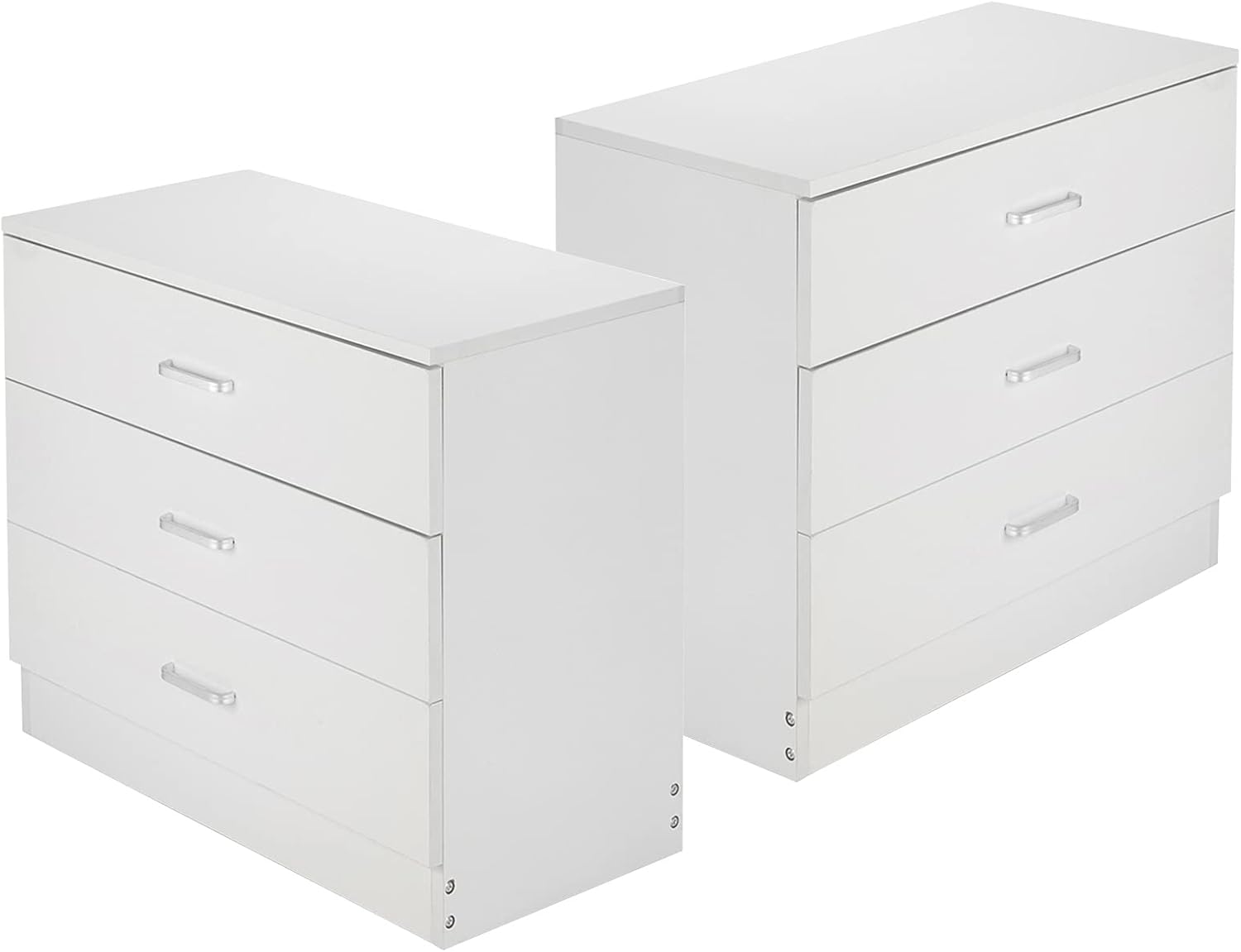 White Wooden Nightstand Set of 2 with Two Drawer R696029