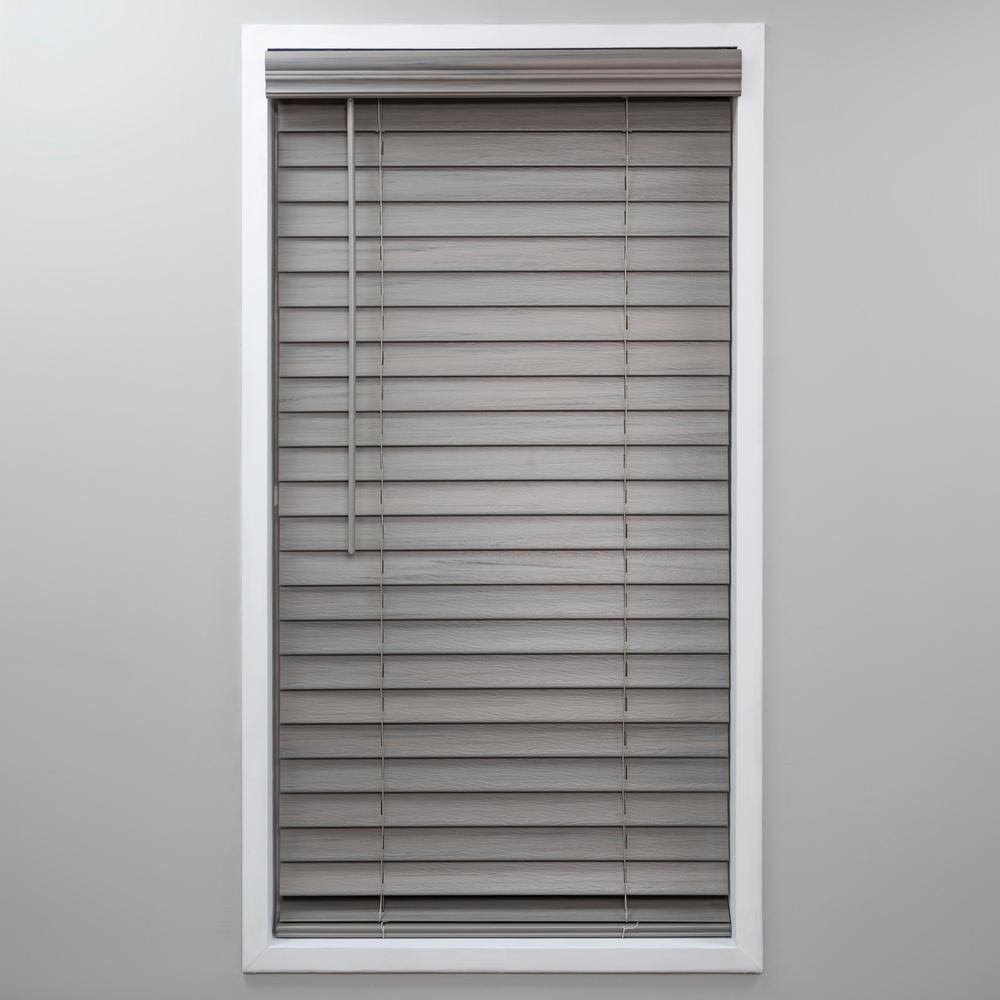 Cut-to-Width Cordless Room Darkening PVC Faux Wood Blind D48454