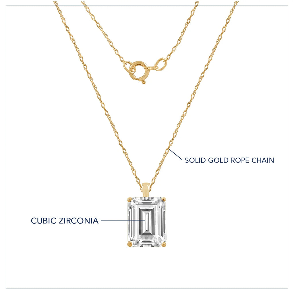 10K Yellow Gold Emerald Cut Solitaire Necklace H964585