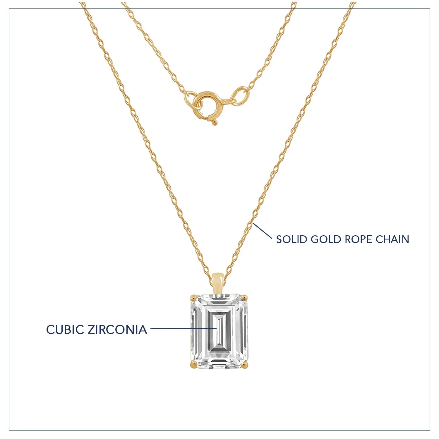 10K Yellow Gold Emerald Cut Solitaire Necklace H964585