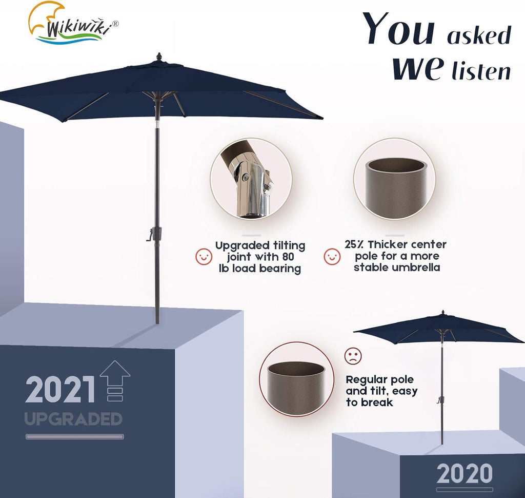 Navy Blue Rectangular Olefin Market Umbrella P7810