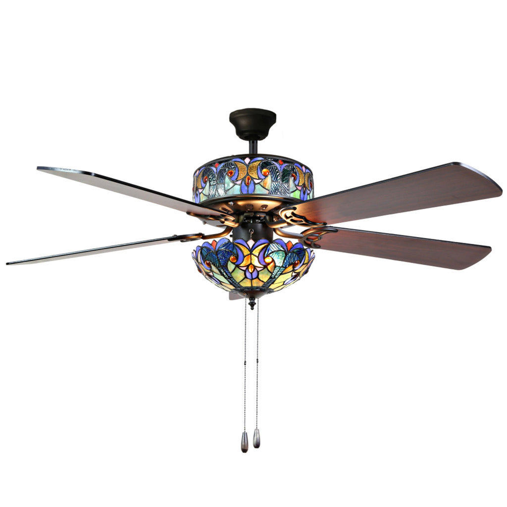 Blue Stained Glass Ceiling Fan E463651