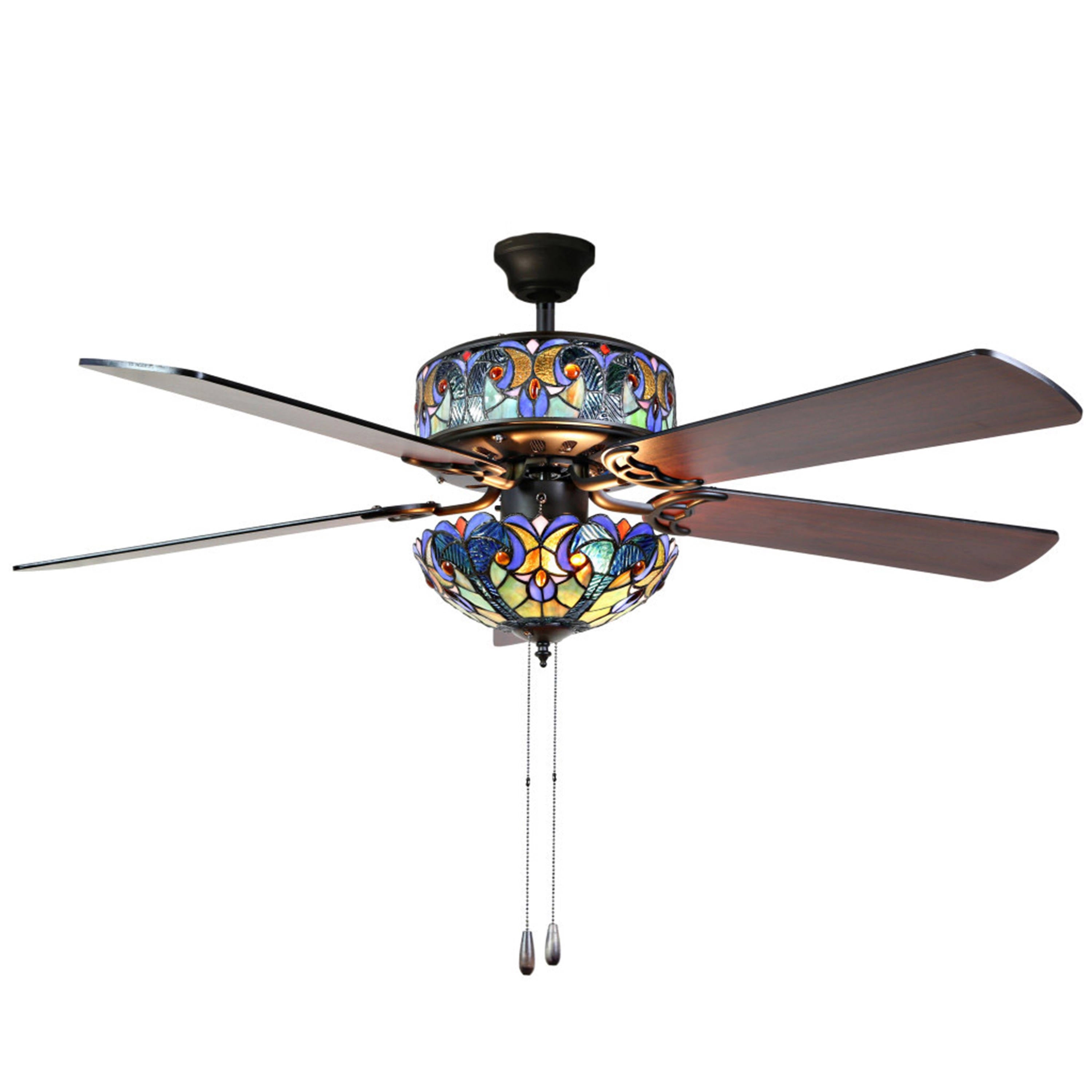Blue Stained Glass Ceiling Fan E463651