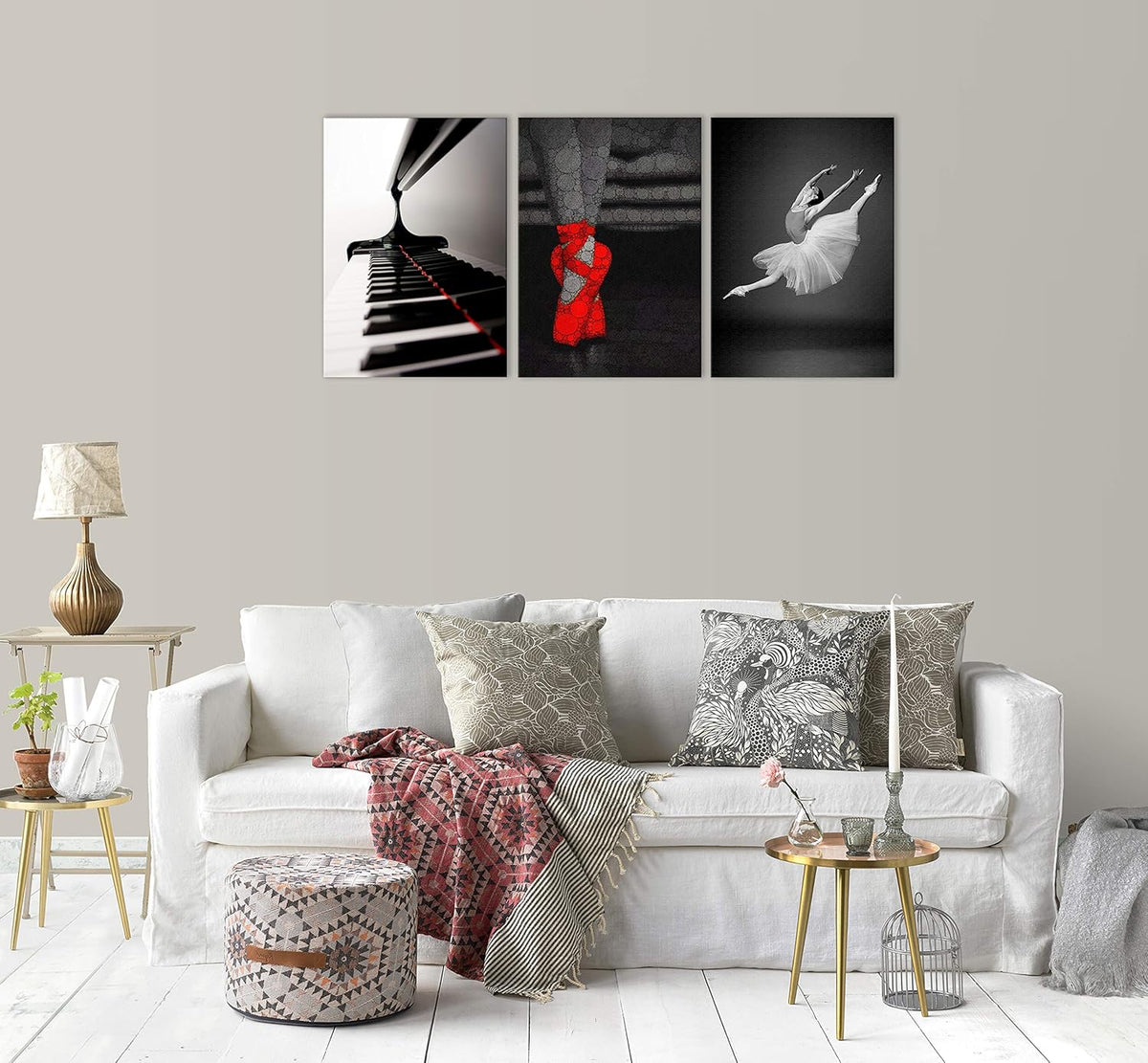 Black and White and Red Ballet Canvas Painting E11955