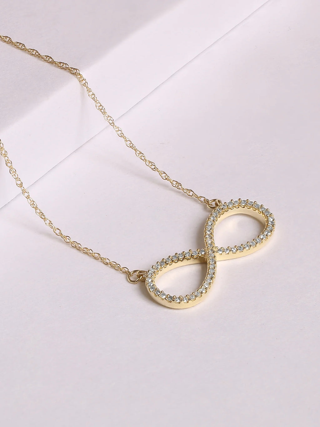10K Yellow Gold Diamond Infinity Loop Necklace P98812