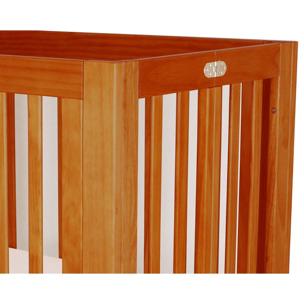 Brown Foldable Wood and Metal Crib with Casters G715