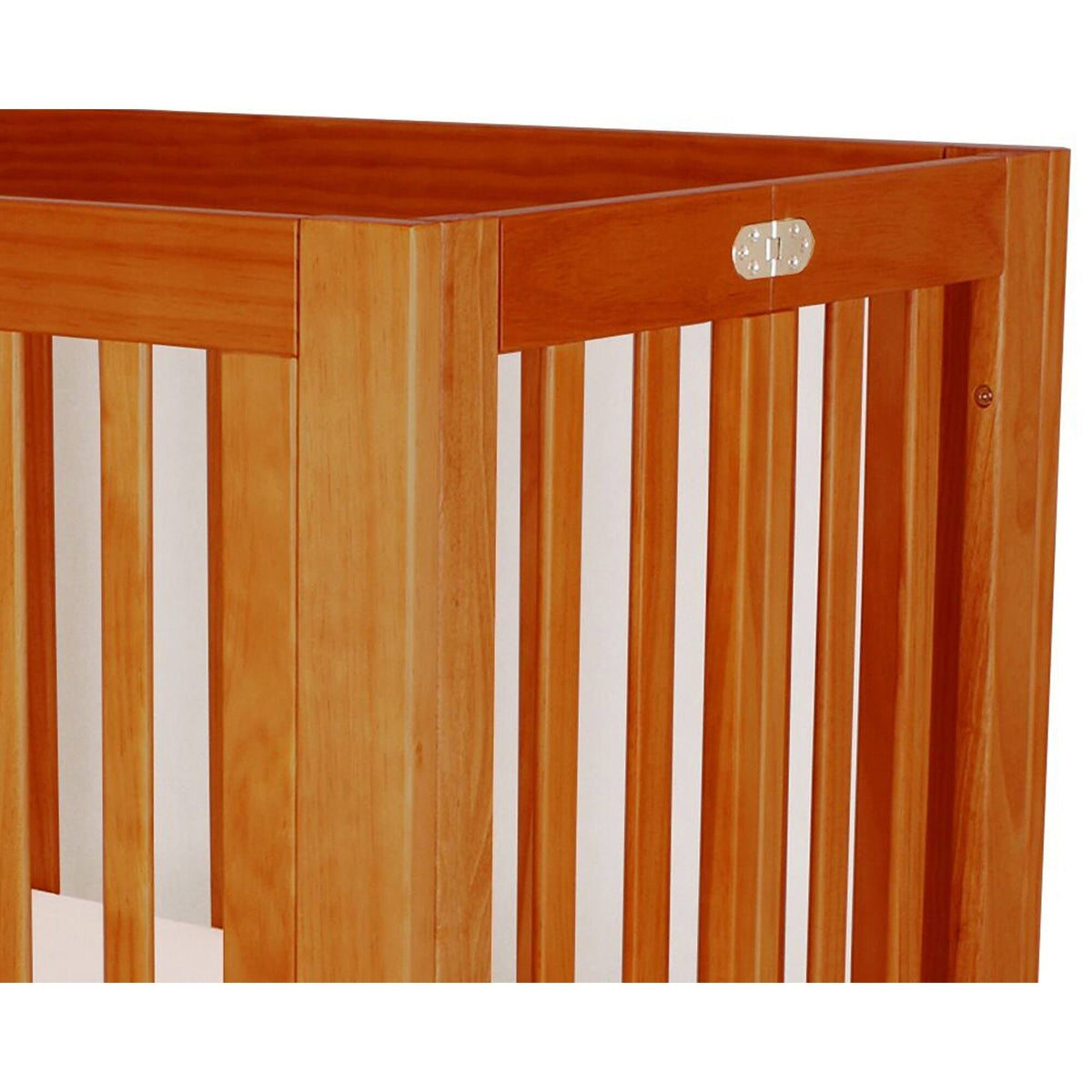 Brown Foldable Wood and Metal Crib with Casters G715