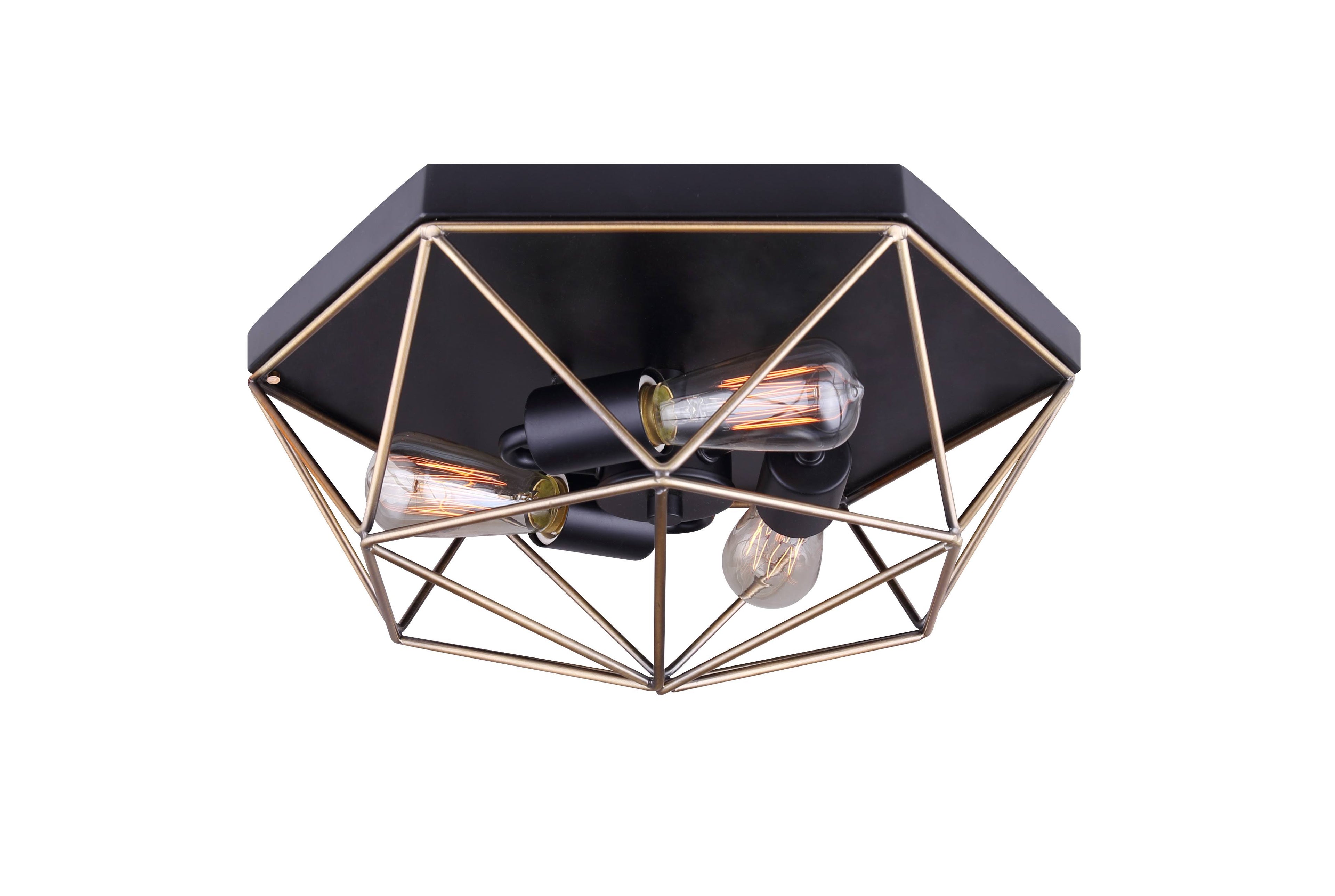 Black 3 Light Flush Mount P448468