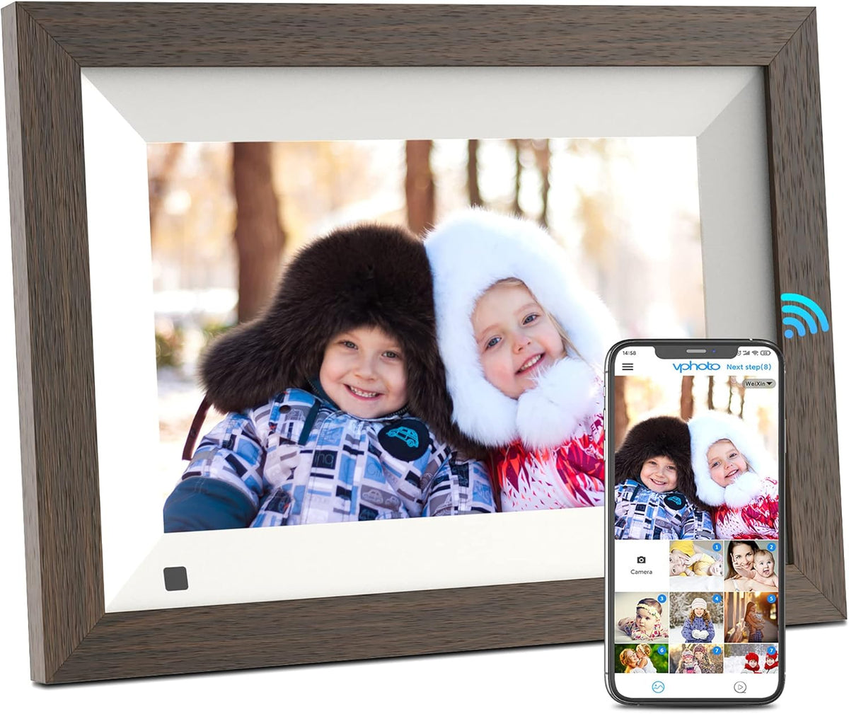 8-inch WiFi Digital Picture Frame Wood 16GB Wall Mountable G786124