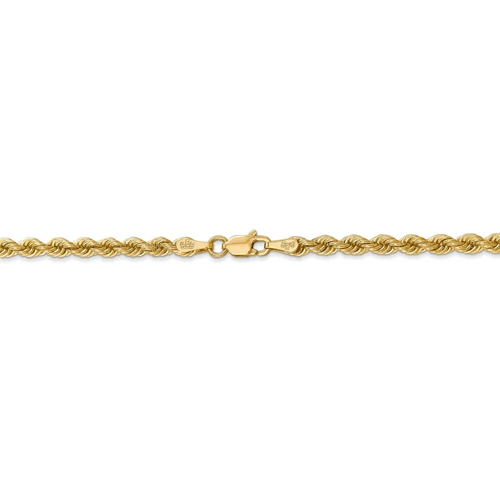 14kt Yellow Gold 3mm Rope Chain 9 inch Lobster Clasp W282987
