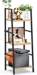 5-Tier Rustic Wood and Metal Ladder Shelf Bookcase Z62921