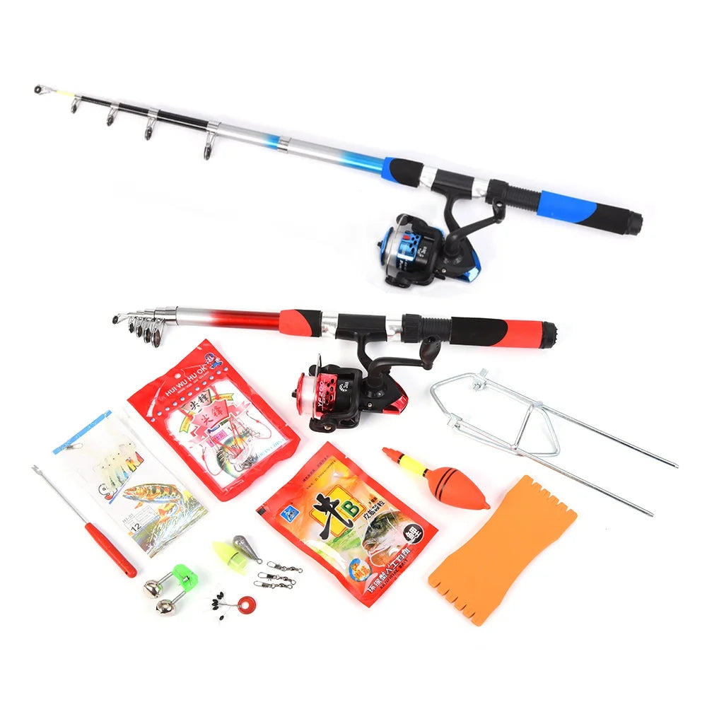 2.1m Telescopic Fishing Rods with 2PCS Reels Fishing Bag H62377