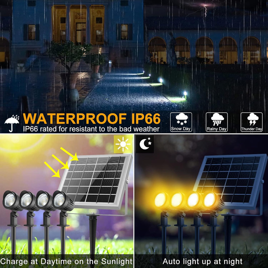 4-in-1 Solar Landscape Lights, IP66 Waterproof, 2700K/4000K/6000K W845361