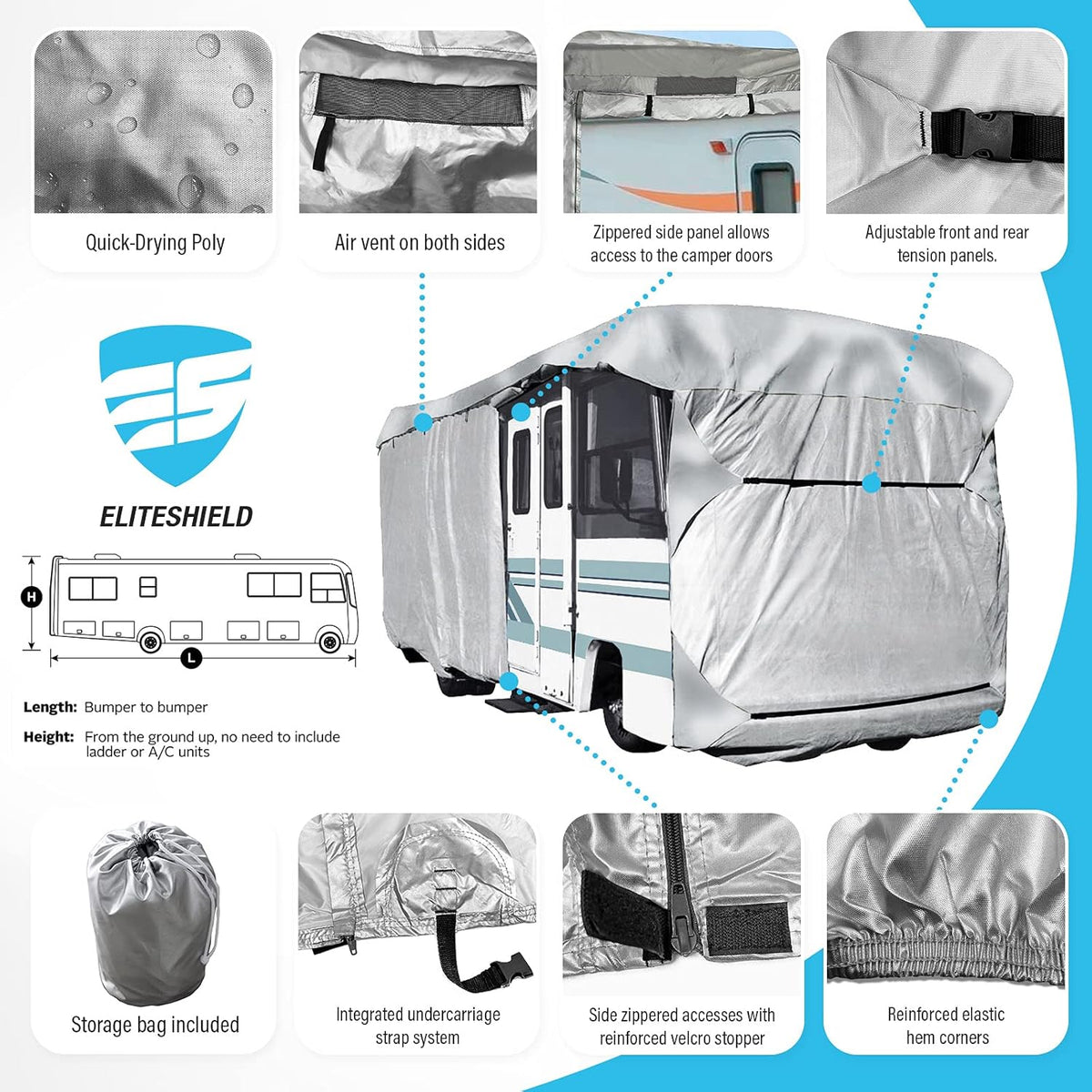 Class A RV Motorhome Cover Fits 24ft to 28ft P57555