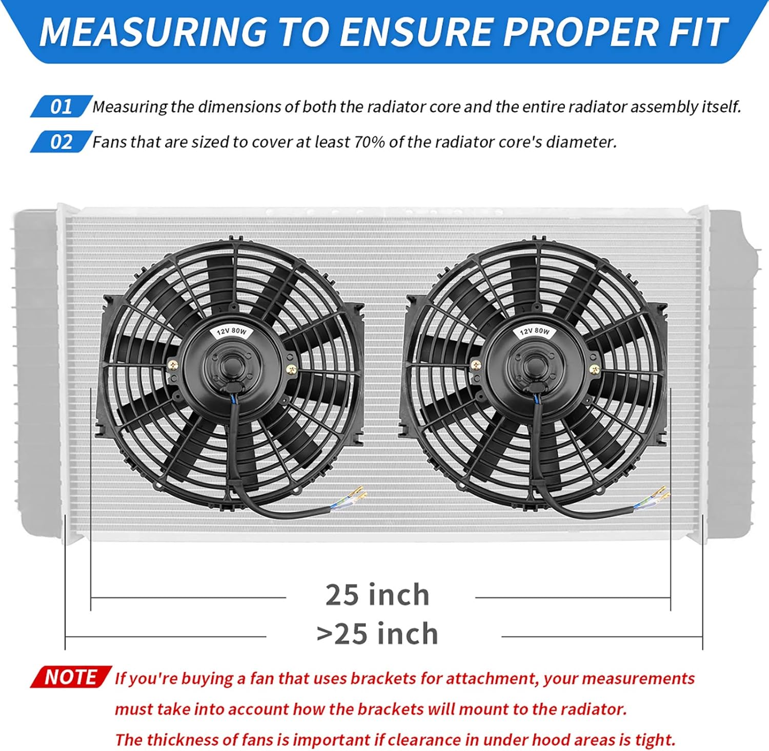 2x10 Inch Electric Radiator Cooling Fan 1350 CFM 12 Volts 80 Watts Pack of 2 X670210