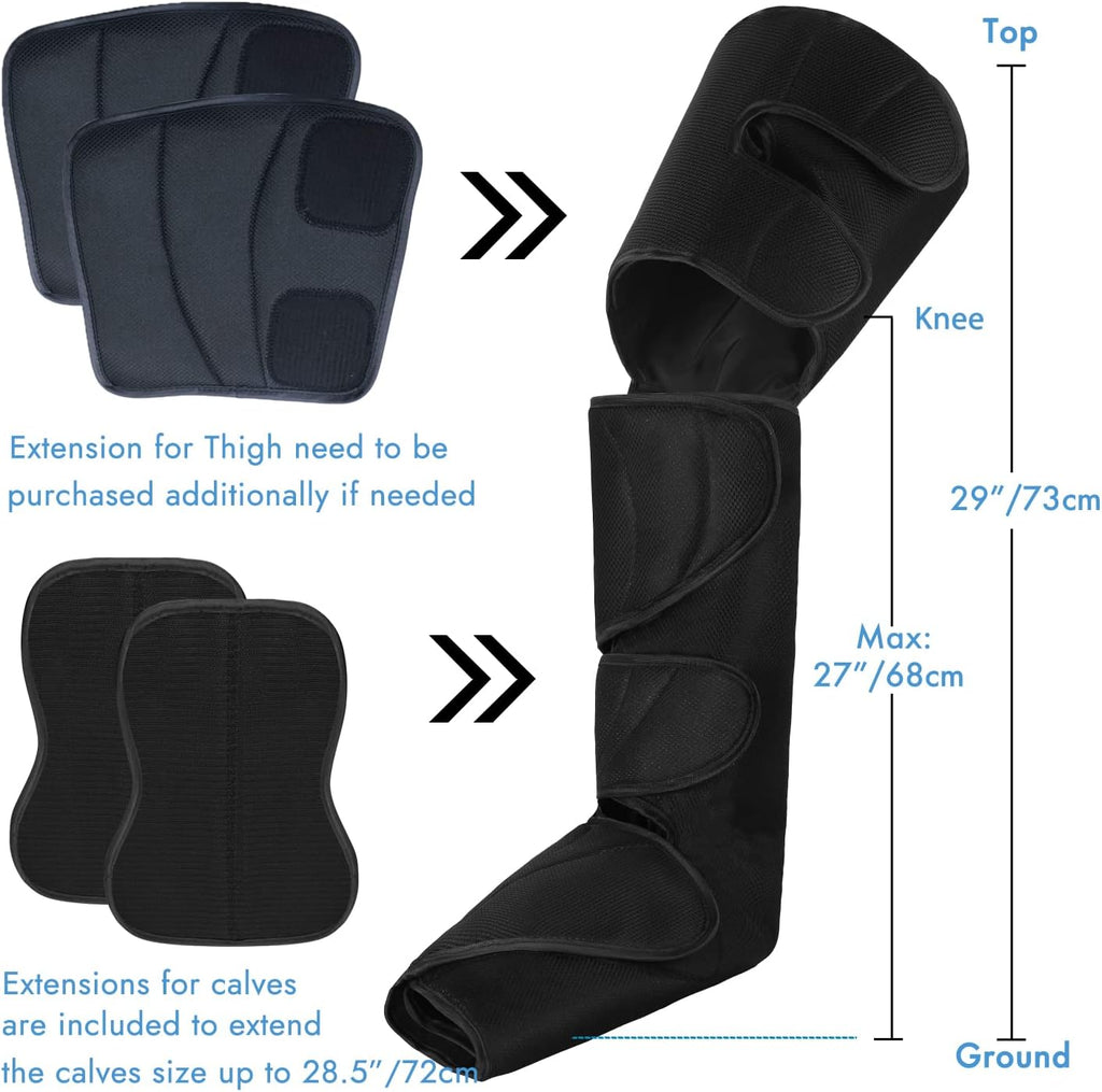 Leg Air Compression Massager with Portable Handheld Controller, 3 Modes & 3 Intensities (Black) P859