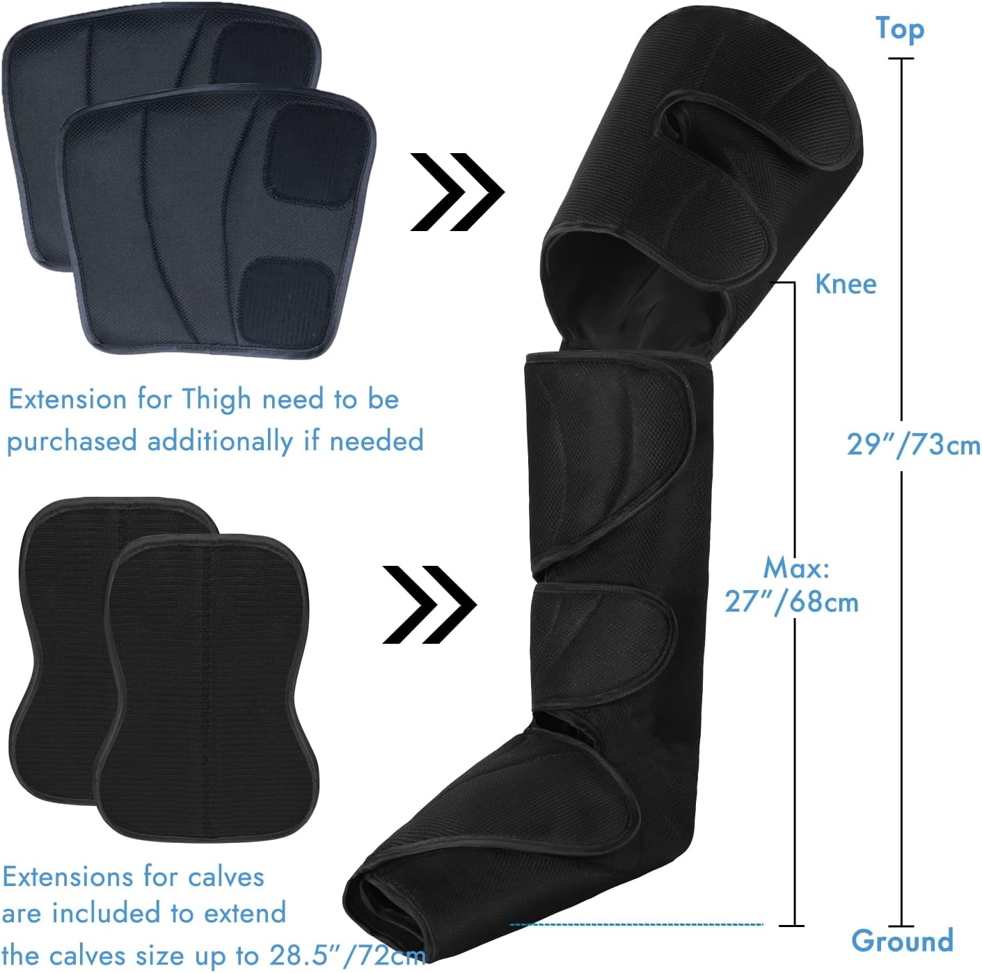 Leg Air Compression Massager with Portable Handheld Controller, 3 Modes & 3 Intensities (Black) P859