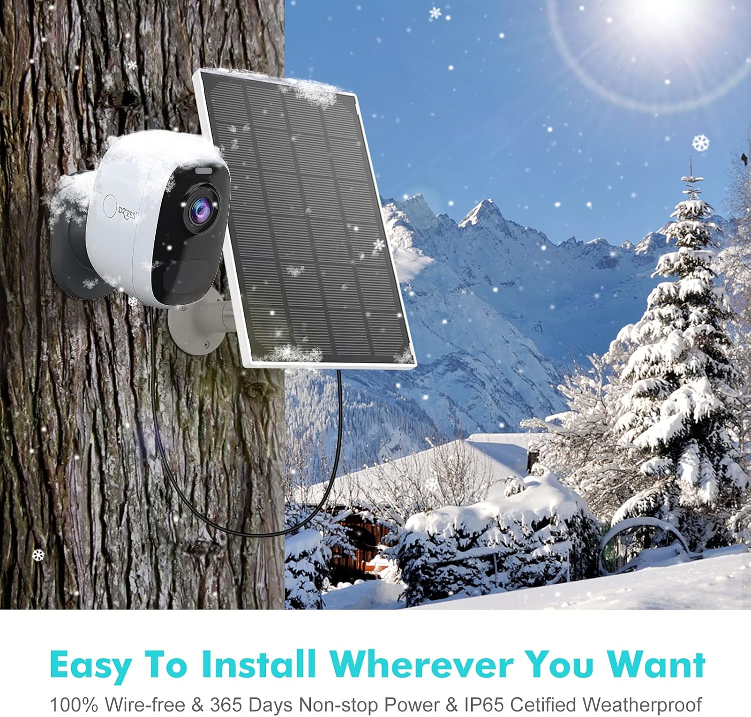 2K Solar Security Camera with Solar Panel X7596
