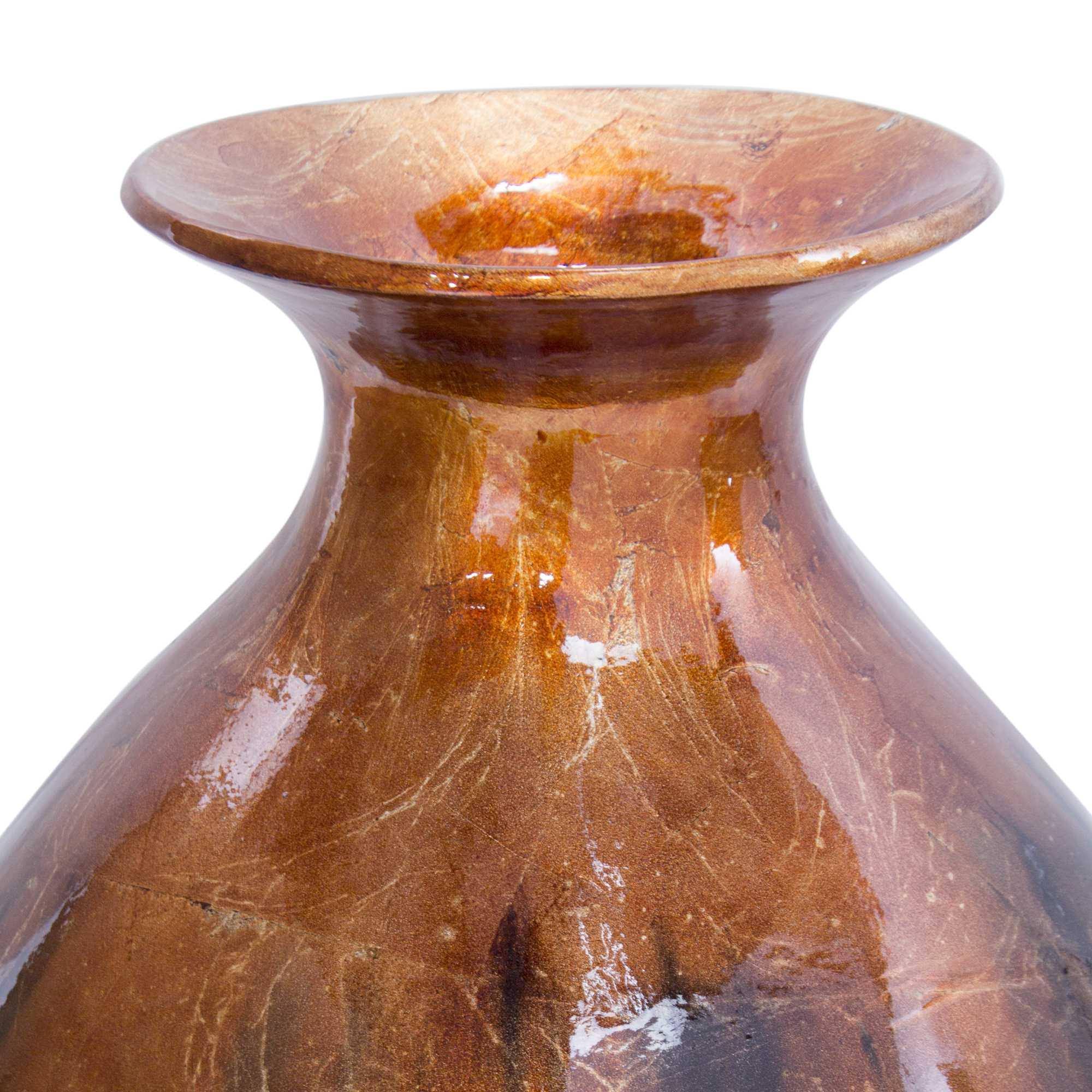 Red Ceramic Round Water Jar Vase P4483
