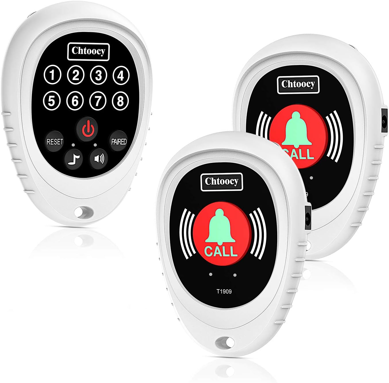 White 3 Call Button Wireless Caregiver Pager System with Receiver Y235