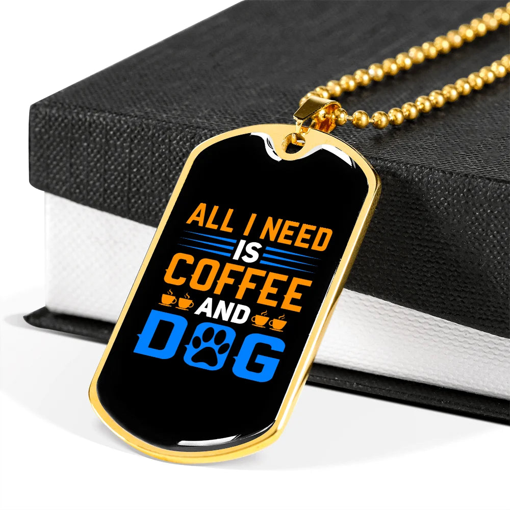 Stainless Steel or 18k Gold Dog Tag Necklace with 24" Chain M8931