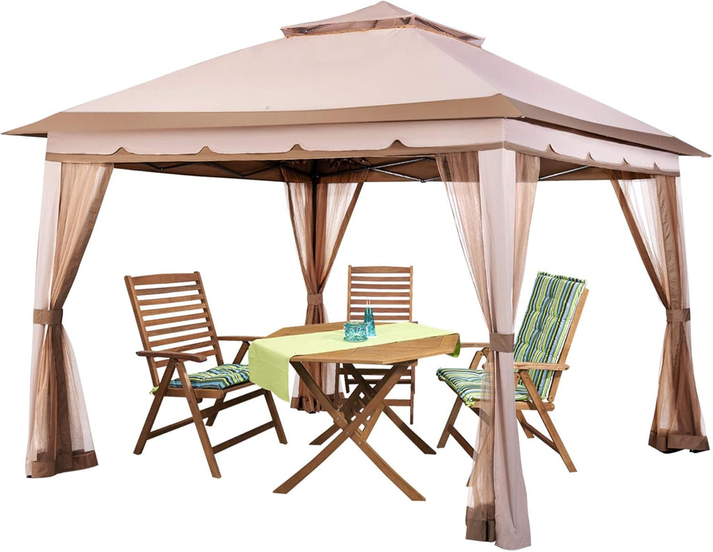 11x11 Grey Outdoor Pop up Gazebo with Mosquito Netting I72901