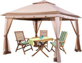 11x11 Grey Outdoor Pop up Gazebo with Mosquito Netting I72901