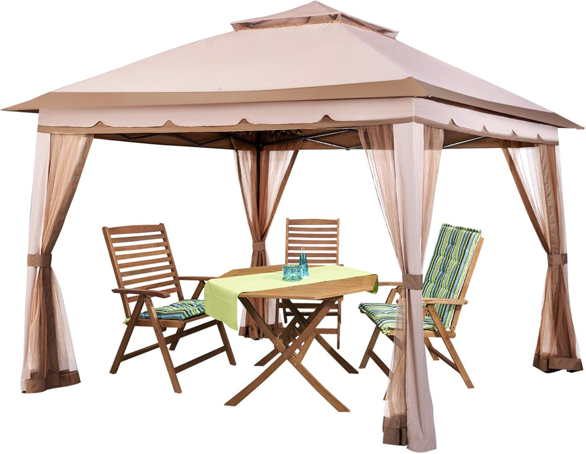 11x11 Grey Outdoor Pop up Gazebo with Mosquito Netting I72901