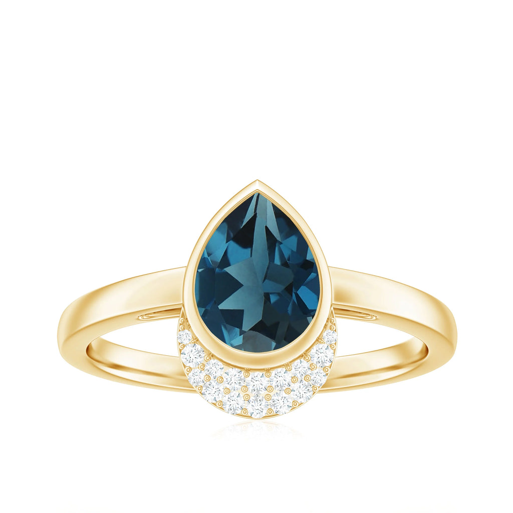 14K Yellow Gold Teardrop Ring with Diamond L87091