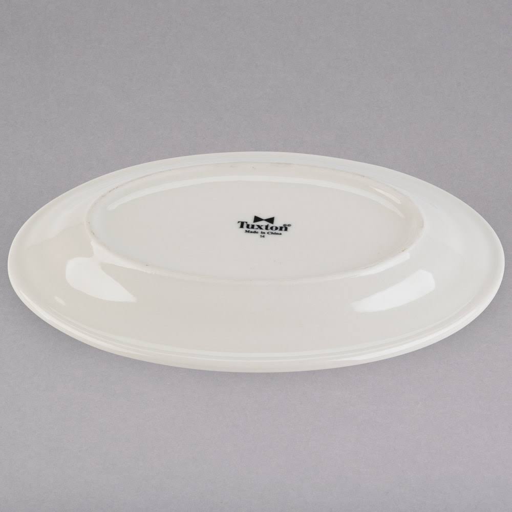 American White Eggshell Wide Rim Rolled Edge Oval China Platter B557
