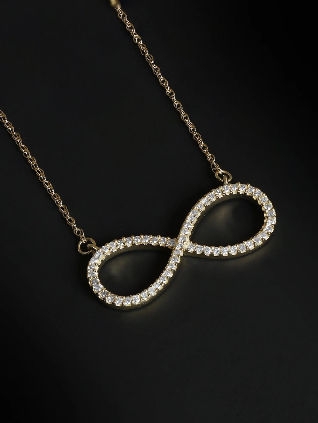 10K Yellow Gold Diamond Infinity Loop Necklace P98812