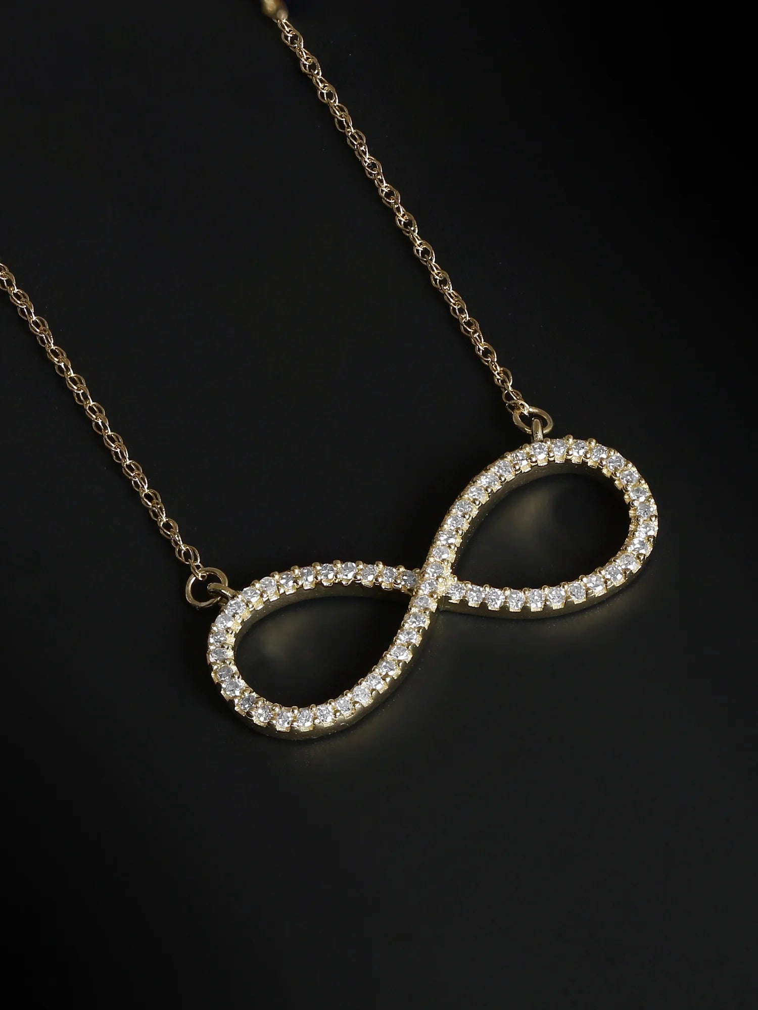 10K Yellow Gold Diamond Infinity Loop Necklace P98812