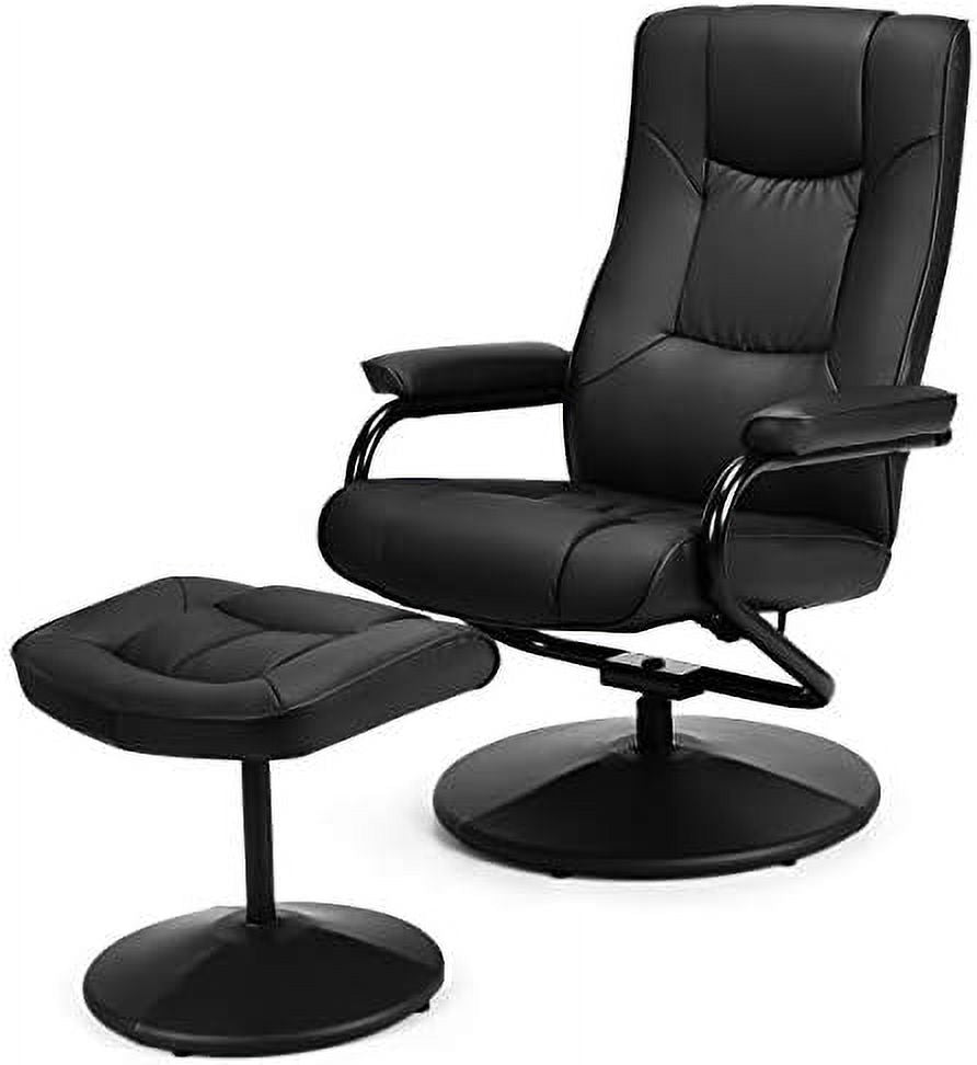 Gray PU Leather Recliner Chair with Ottoman L42888