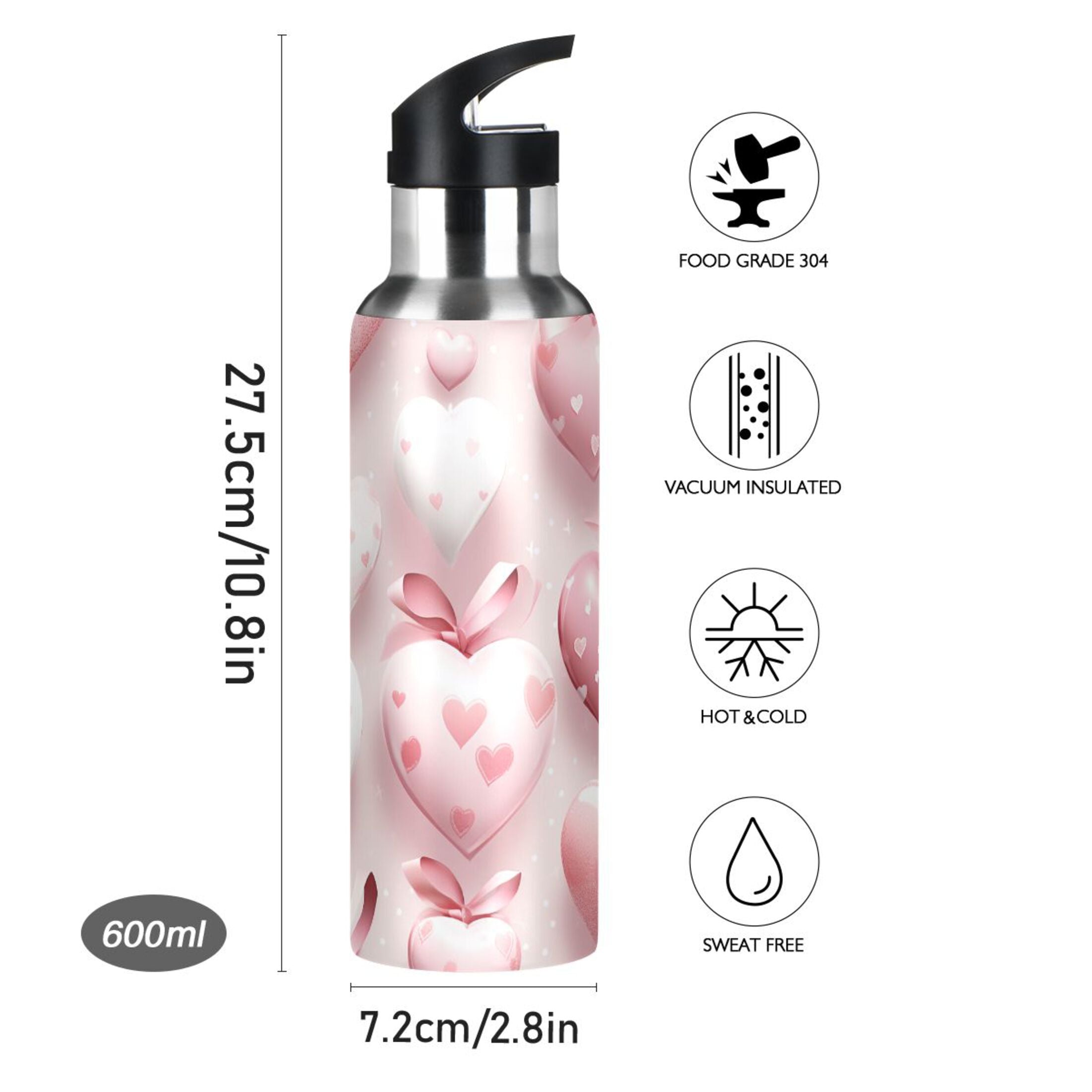Insulated Thermos Stainless Steel Water Bottle with Straw Lid, 20 oz G7525
