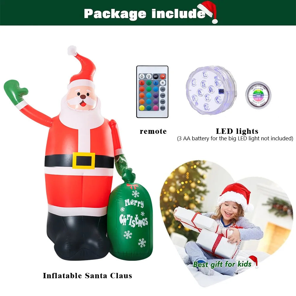 8Ft Christmas Inflatables Santa Claus Outdoor Decorations LED Lights C34870