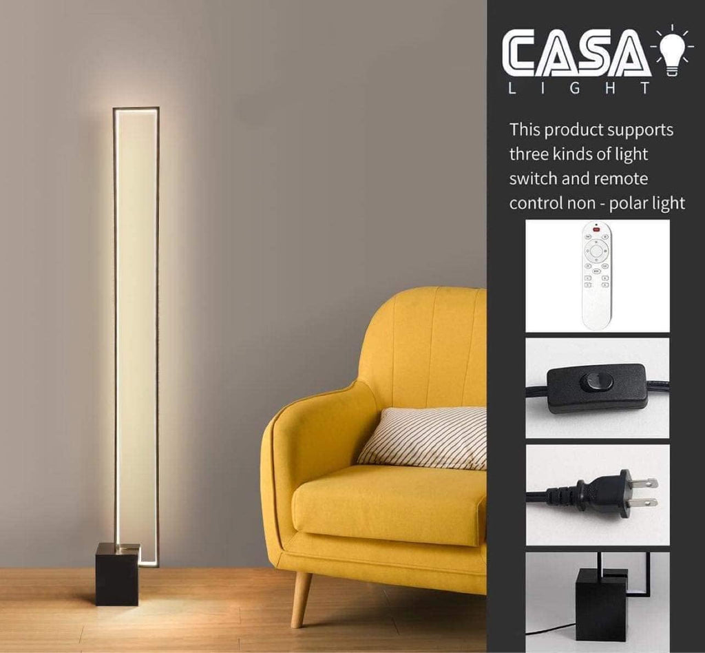Modern LED Floor Lamp with Remote Control, Dimmable 3 Colors Temperature 3000K-4500K-6000K E6831
