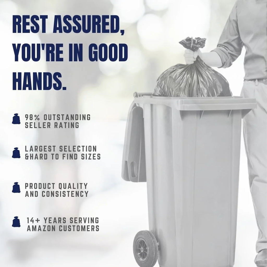 65 Gallon Black Heavy Duty Trash Bags, 50 Count Q1849