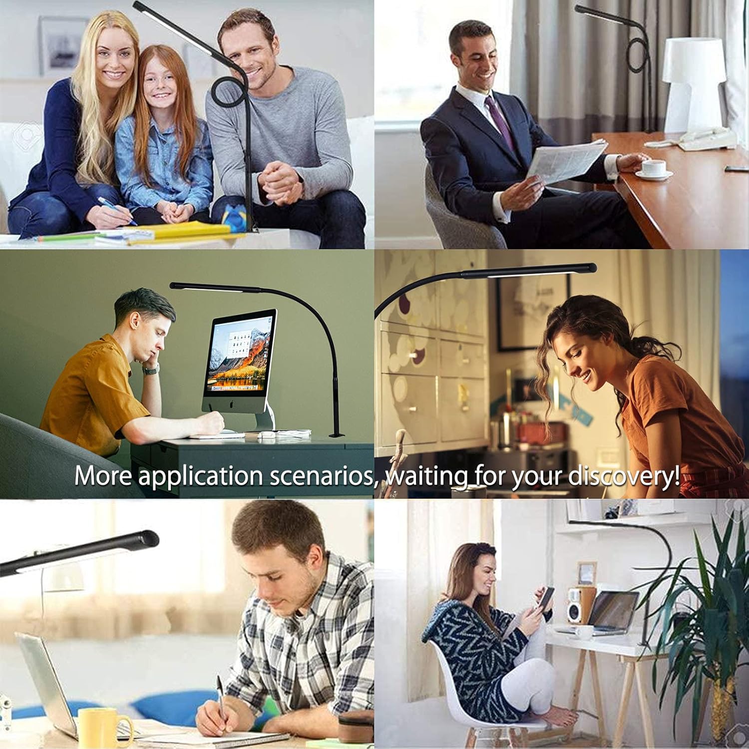 Black Swing Arm LED Desk Lamp with Remote Control R825884