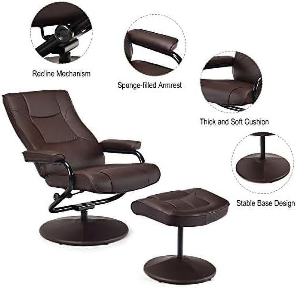 Gray PU Leather Recliner Chair with Ottoman F535