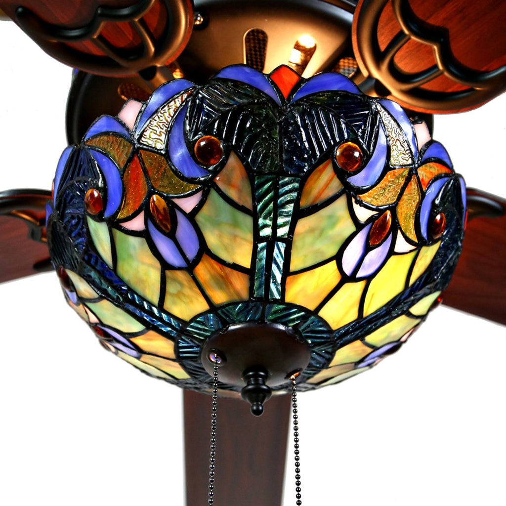 Blue Stained Glass Ceiling Fan E463651
